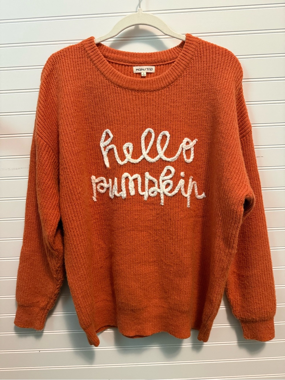 Main Strip Orange 'Hello Pumpkin' Crewneck Sweater
